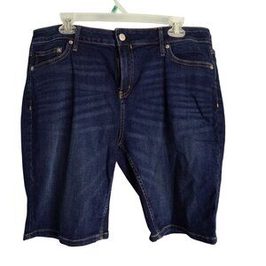 Calvin Klein Jeans Size 14 Bermuda Shorts Womens Dark Wash Denim Blue Classic
